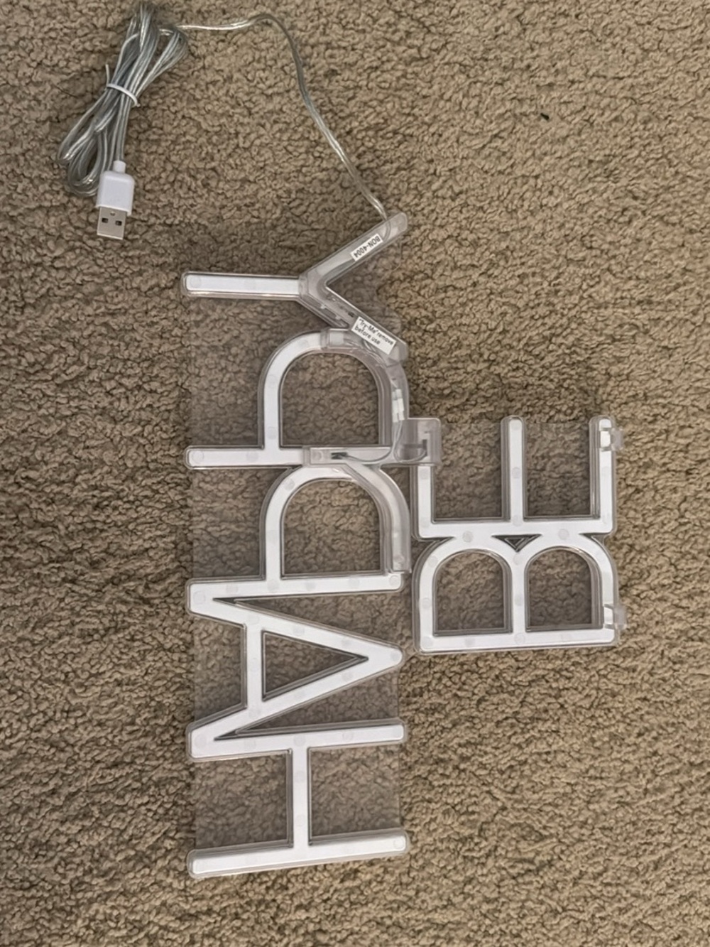 BE HAPPY White LED Neon Sign - Picture 3 of 3